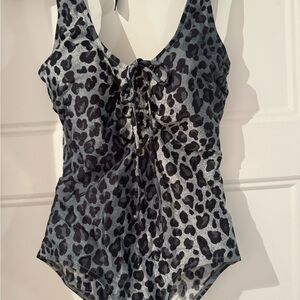 Gottex Black and Gray Animal and glitter Print Swimsuit New